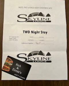 2 Night Stay at Skyline Resort + $100.00 at Rich and Earnie's